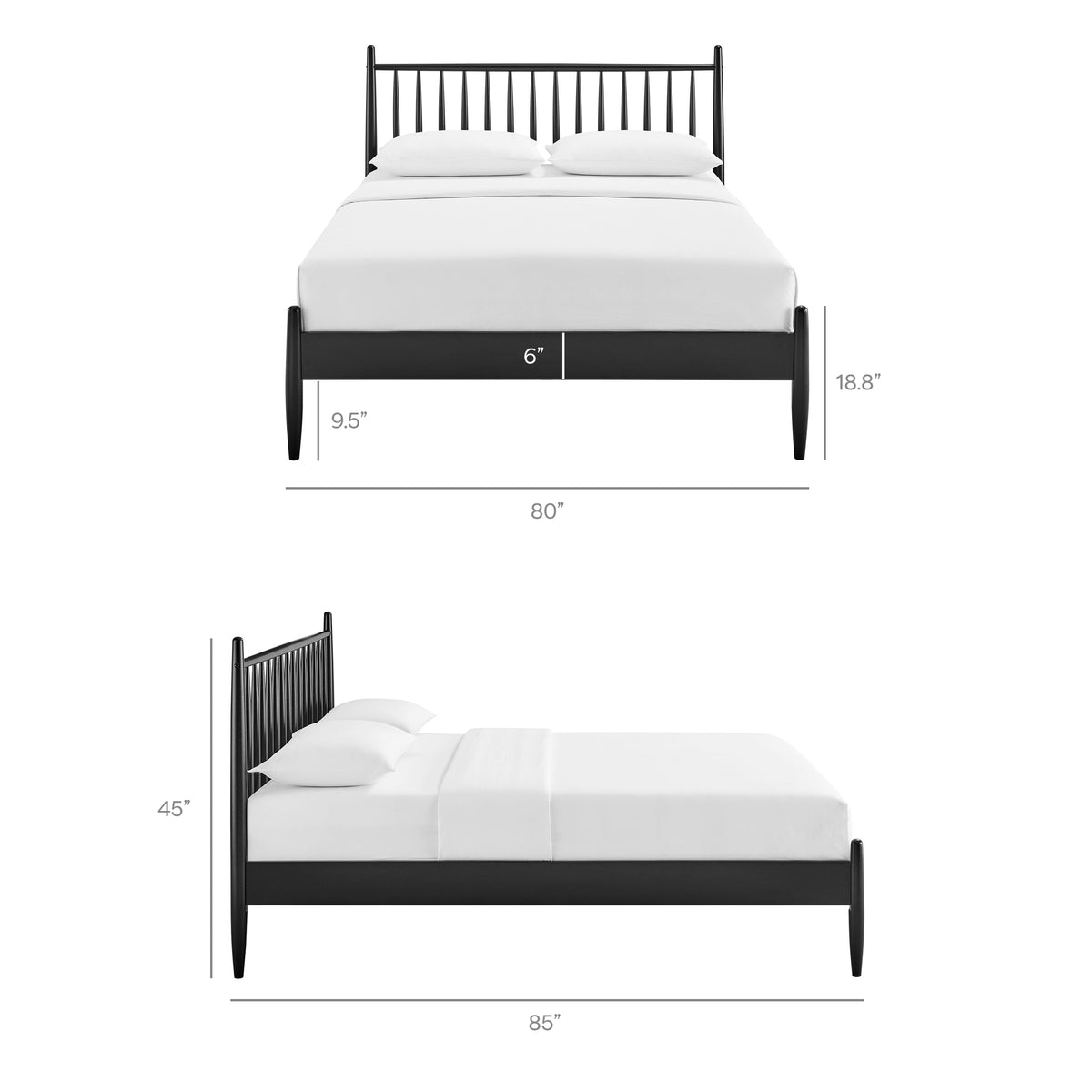Zane King Size Spindle Bed - Black