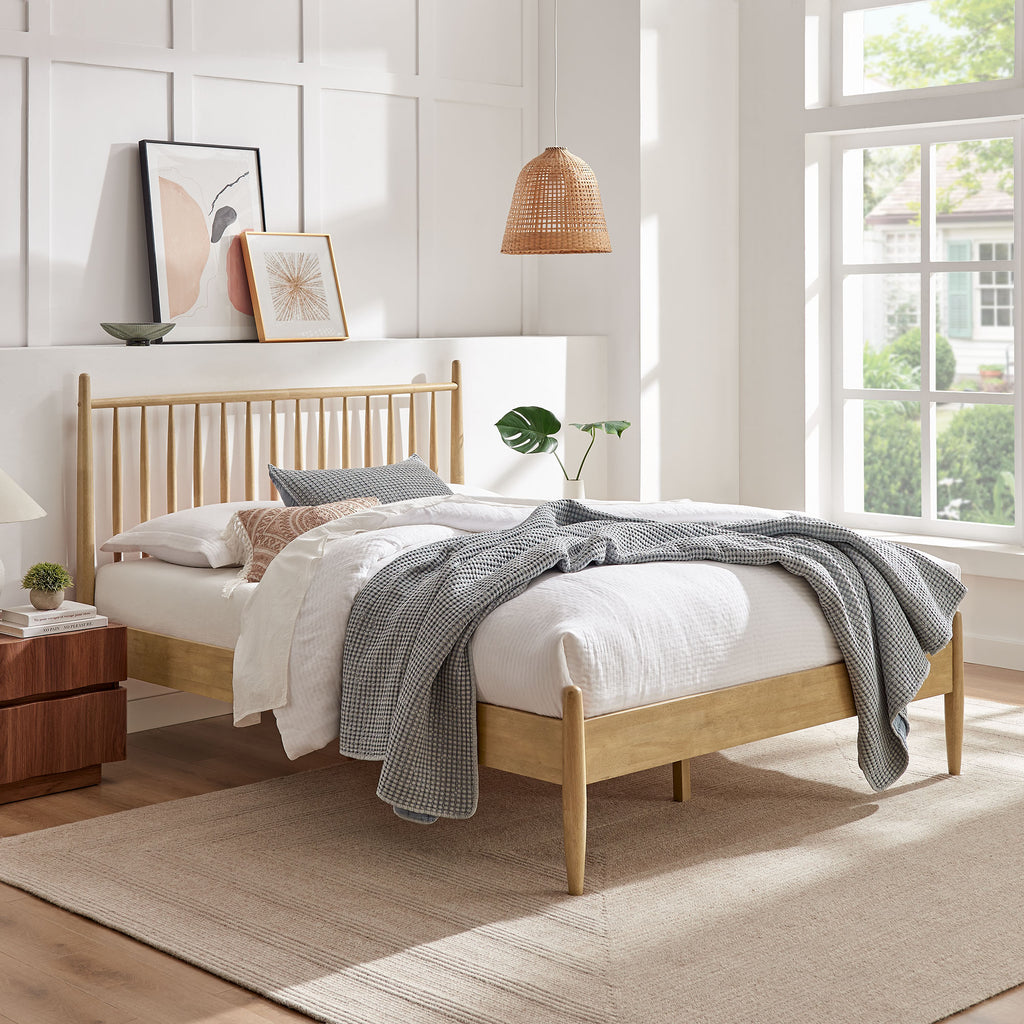 Zane King Size Spindle Bed - Light Oak