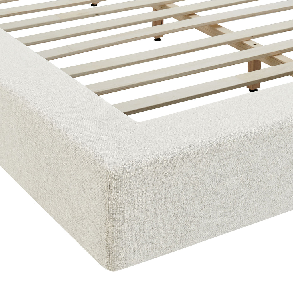 Luma Chenille Upholstered Queen Platform Bed Frame - Ivory Fabric