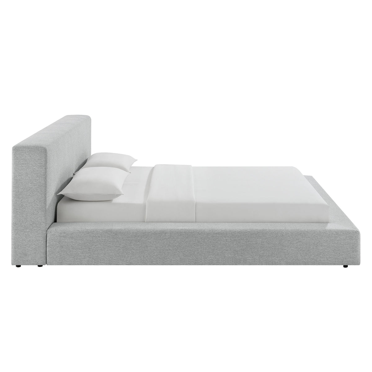 Luma Chenille Upholstered Queen Platform Bed Frame - Light Gray Fabric