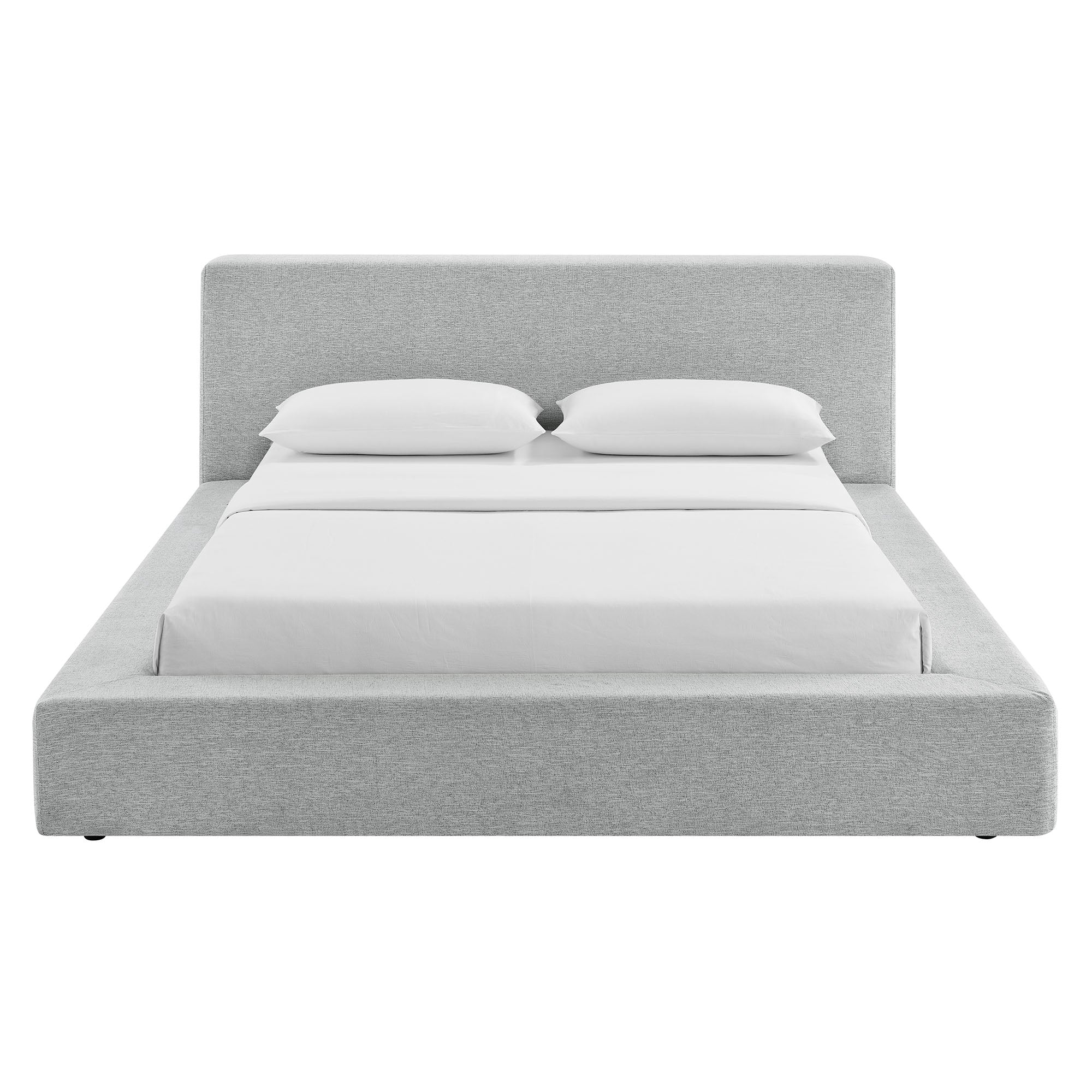 Luma Chenille Upholstered Queen Platform Bed Frame - Light Gray Fabric