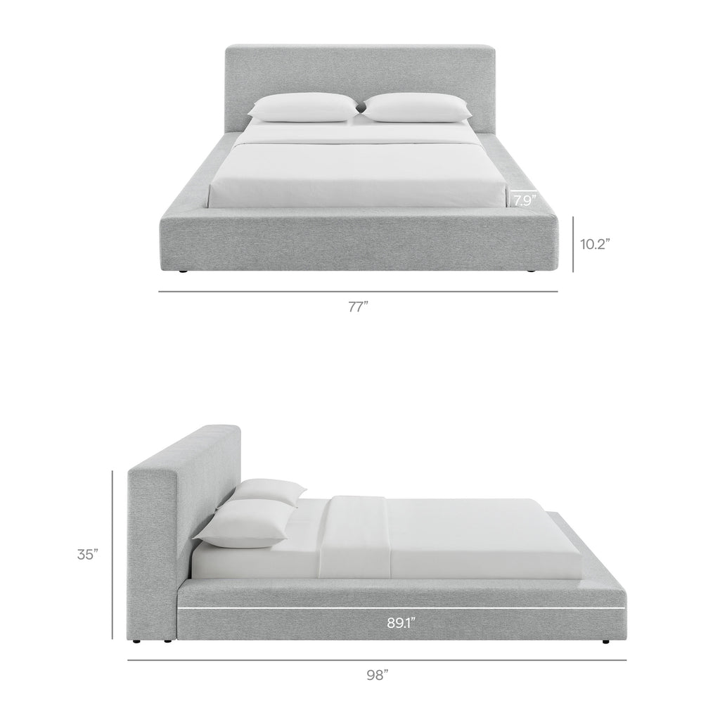 Luma Chenille Upholstered Queen Platform Bed Frame - Light Gray Fabric