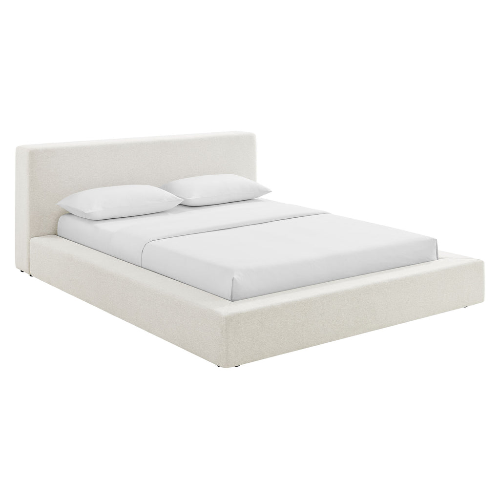 Luma Chenille Upholstered King Platform Bed Frame - Ivory Fabric