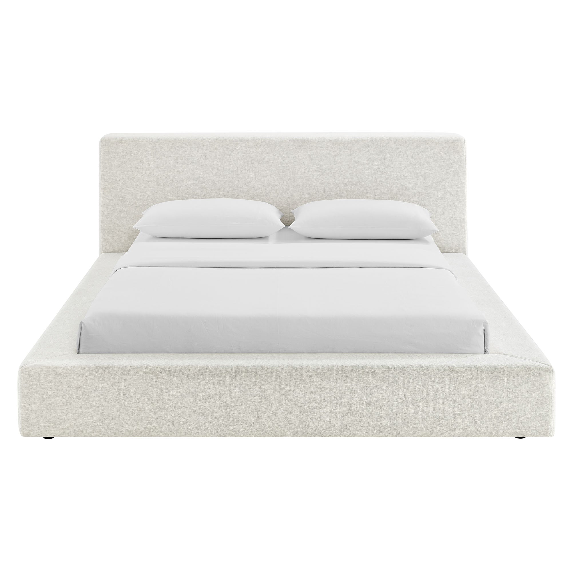 Luma Chenille Upholstered King Platform Bed Frame - Ivory Fabric