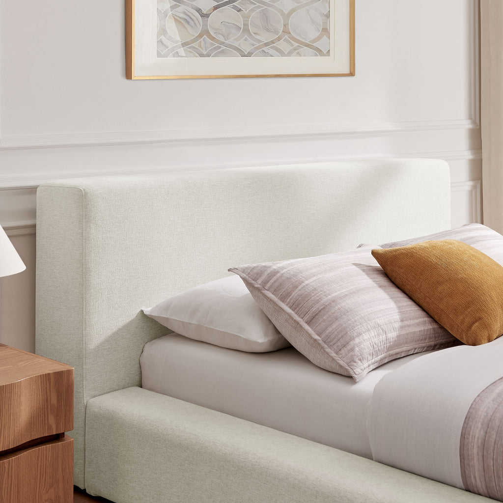 Luma Chenille Upholstered King Platform Bed Frame - Ivory Fabric