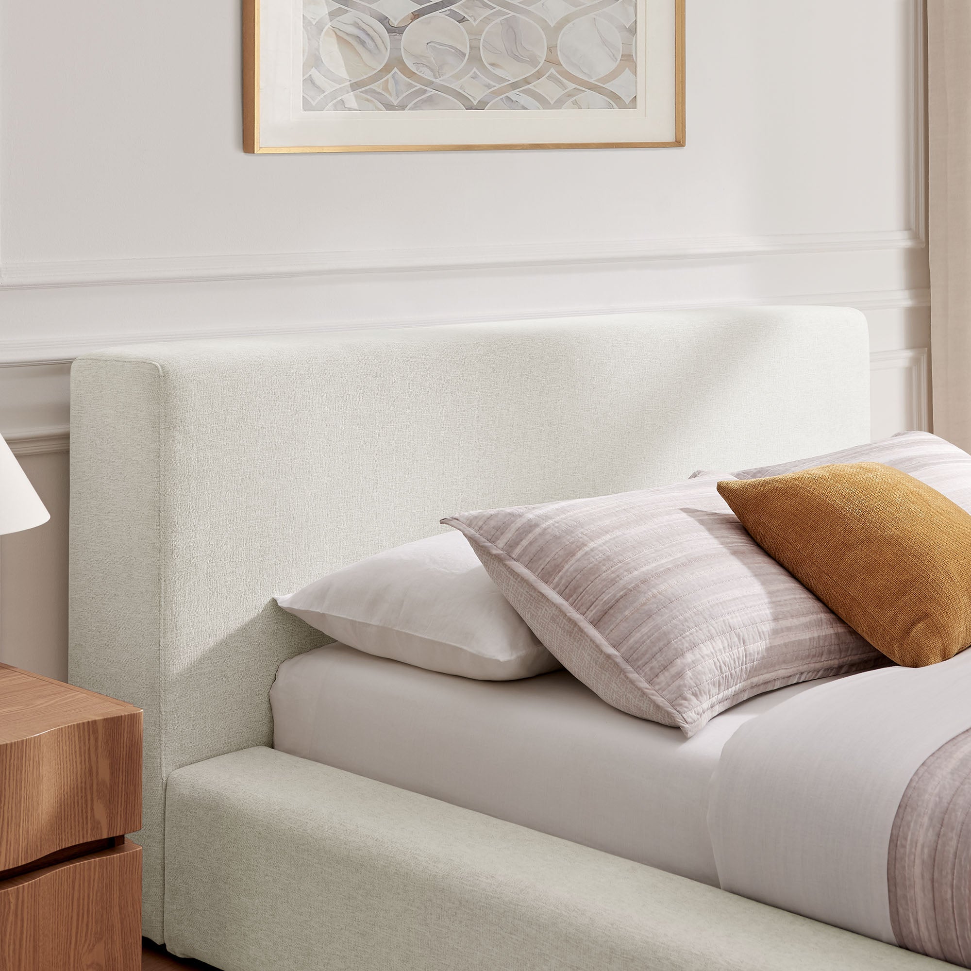 Luma Chenille Upholstered King Platform Bed Frame - Ivory Fabric