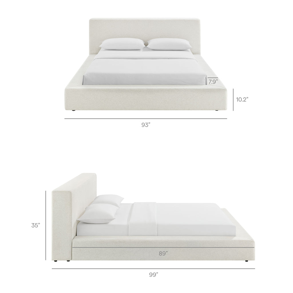Luma Chenille Upholstered King Platform Bed Frame - Ivory Fabric