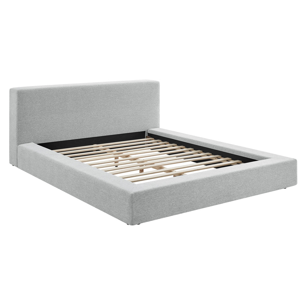Luma Chenille Upholstered King Platform Bed Frame - Light Gray Fabric