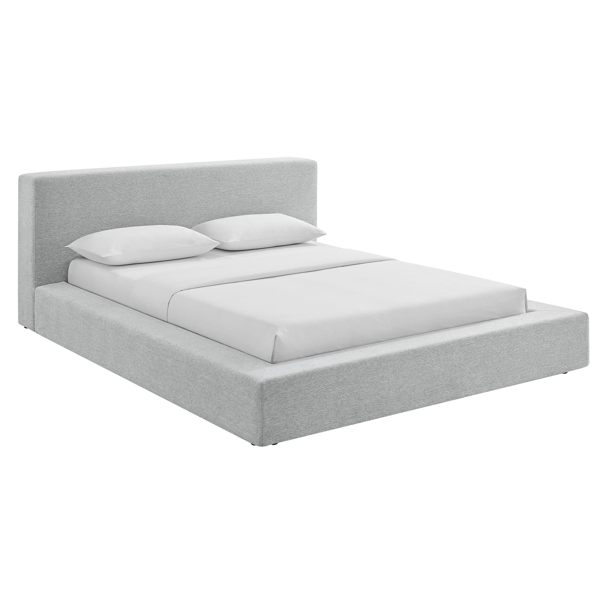 Luma Chenille Upholstered King Platform Bed Frame - Light Gray Fabric