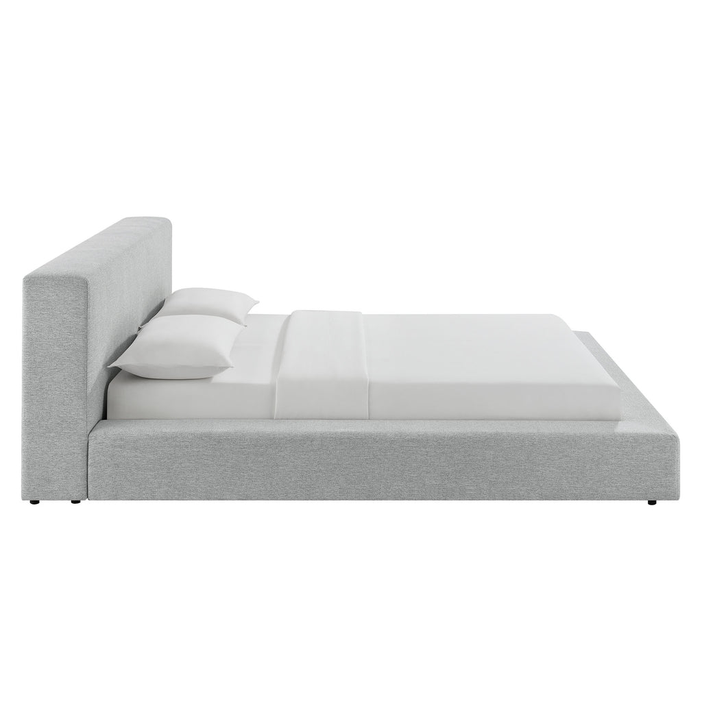 Luma Chenille Upholstered King Platform Bed Frame - Light Gray Fabric