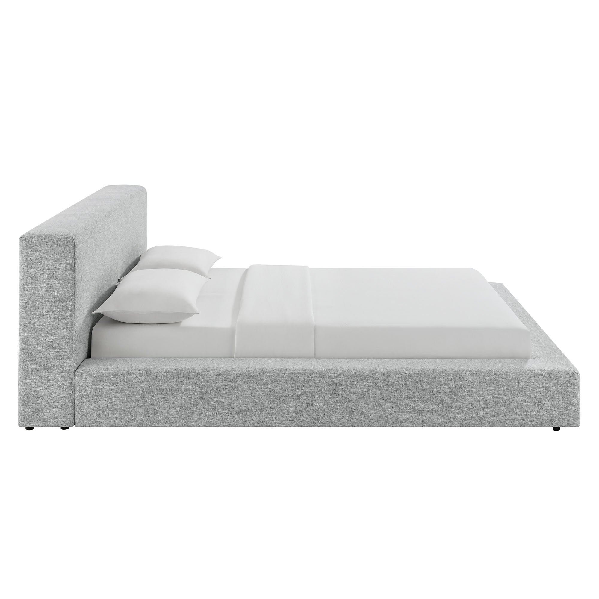 Luma Chenille Upholstered King Platform Bed Frame - Light Gray Fabric