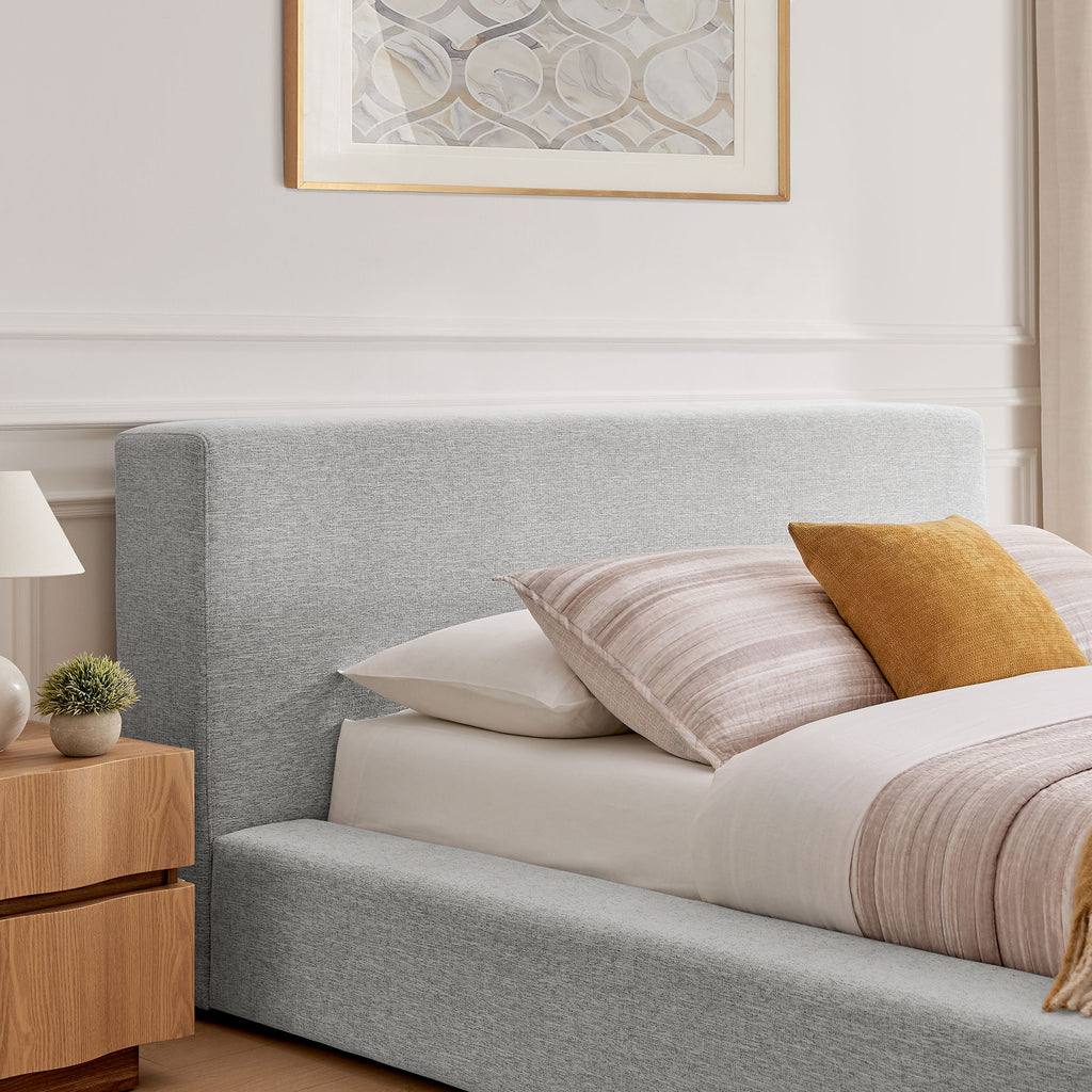 Luma Chenille Upholstered King Platform Bed Frame - Light Gray Fabric