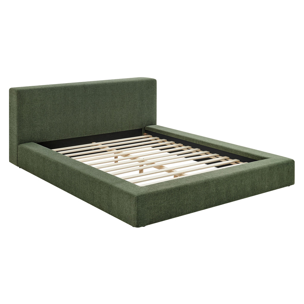 Luma Chenille Upholstered Queen Platform Bed Frame - Eucalyptus
