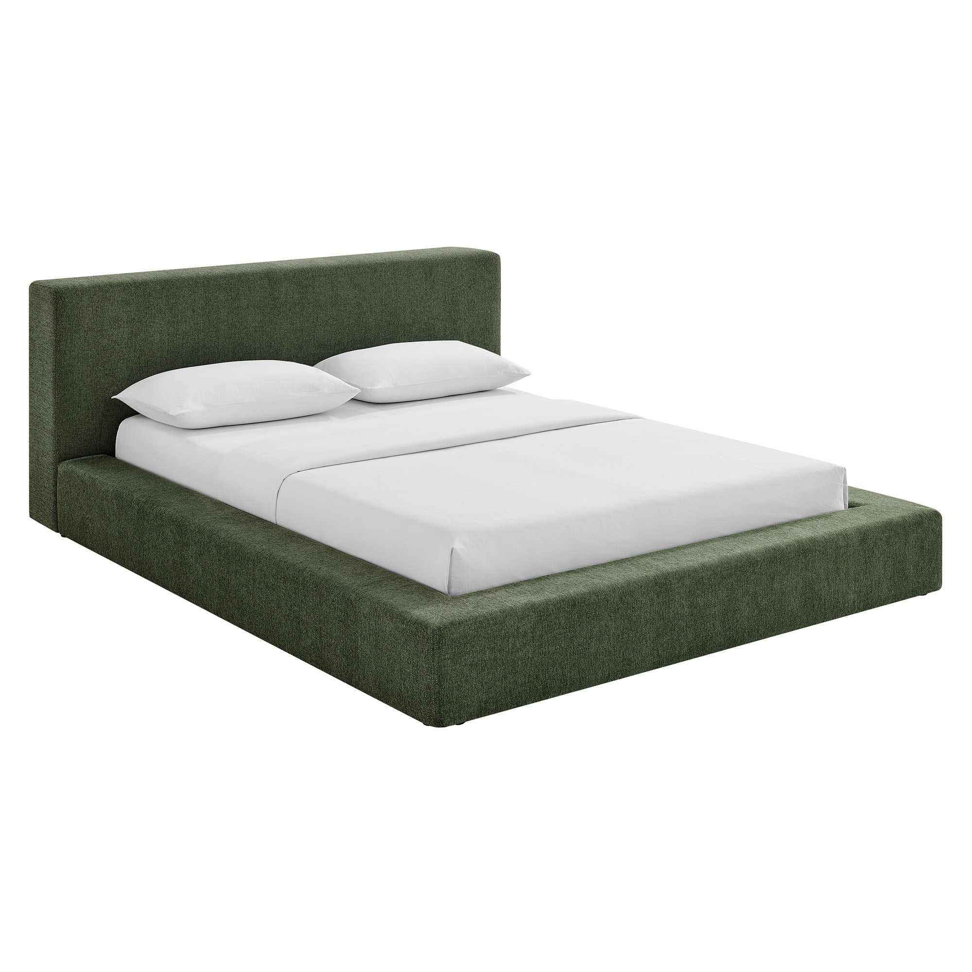 Luma Chenille Upholstered Queen Platform Bed Frame - Eucalyptus