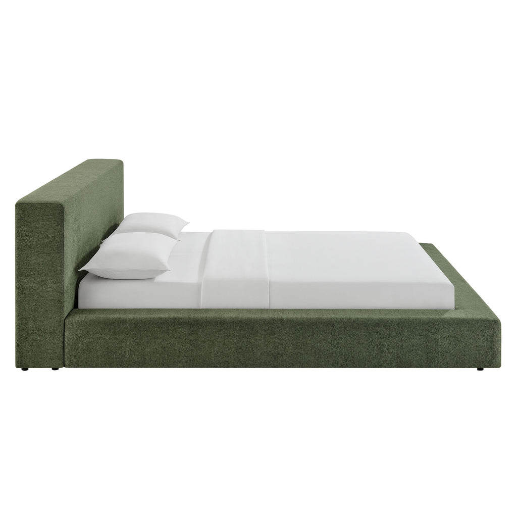 Luma Chenille Upholstered Queen Platform Bed Frame - Eucalyptus