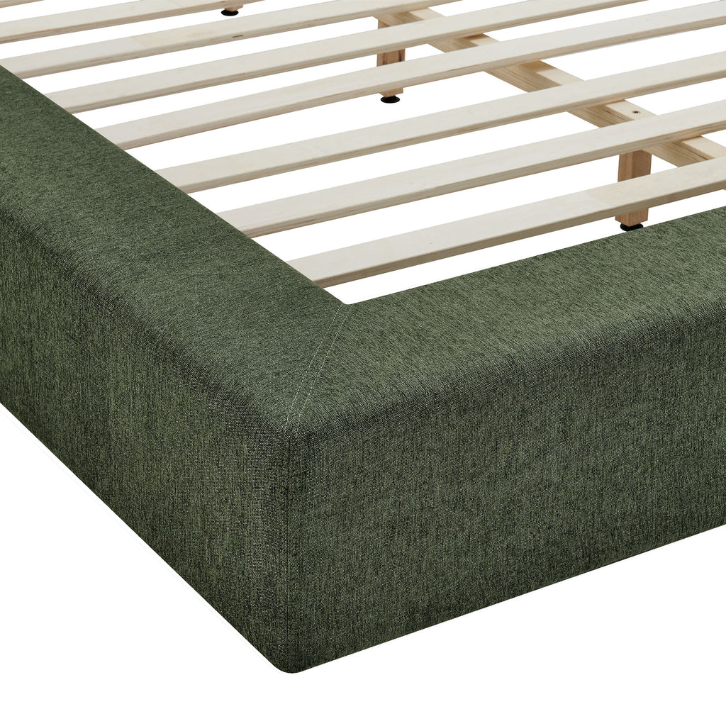 Luma Chenille Upholstered Queen Platform Bed Frame - Eucalyptus