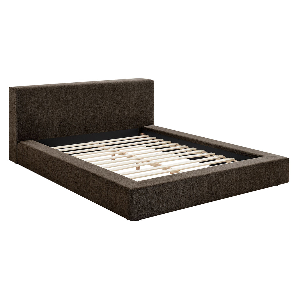 Luma Chenille Upholstered Queen Platform Bed Frame - Java