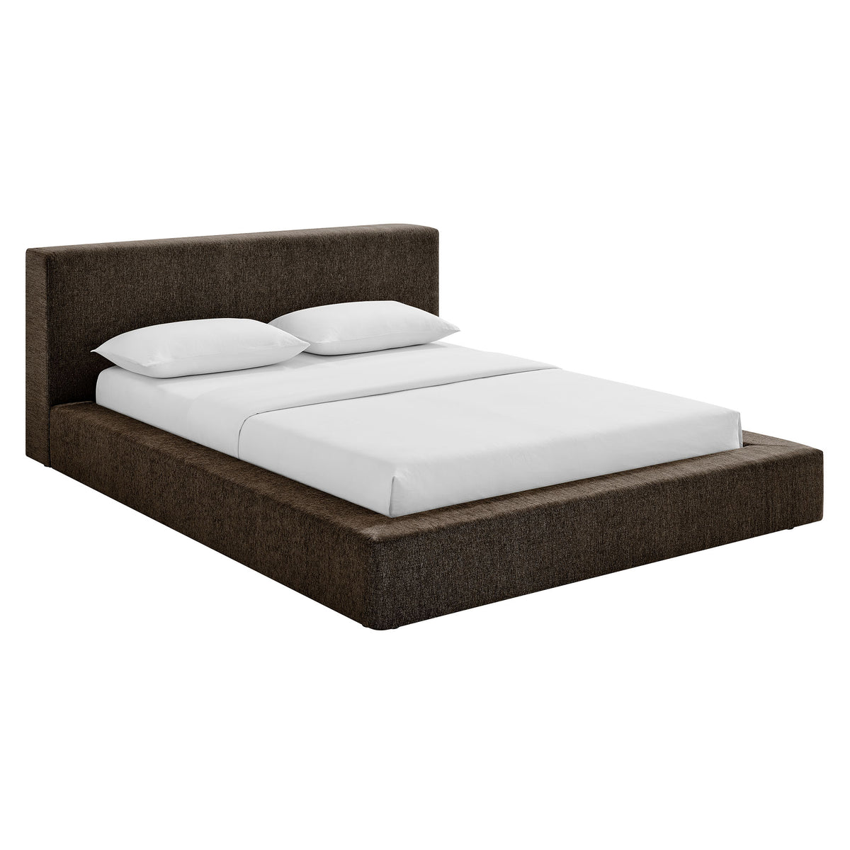 Luma Chenille Upholstered Queen Platform Bed Frame - Java