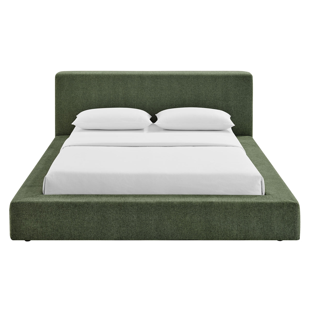 Luma Chenille Upholstered King Platform Bed Frame - Eucalyptus