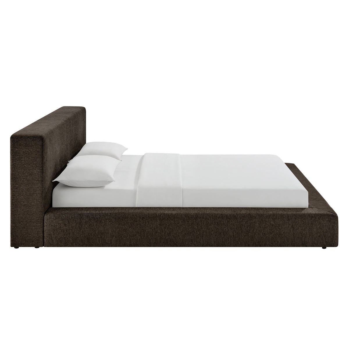 Luma Chenille Upholstered King Platform Bed Frame - Java