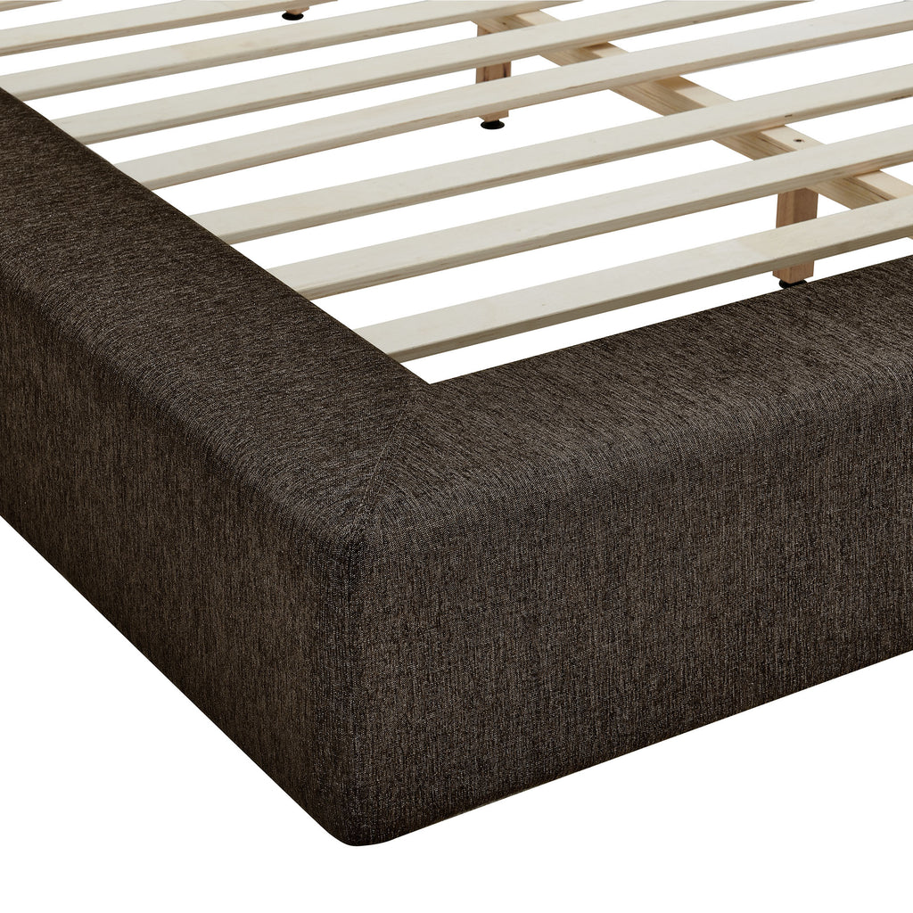 Luma Chenille Upholstered King Platform Bed Frame - Java