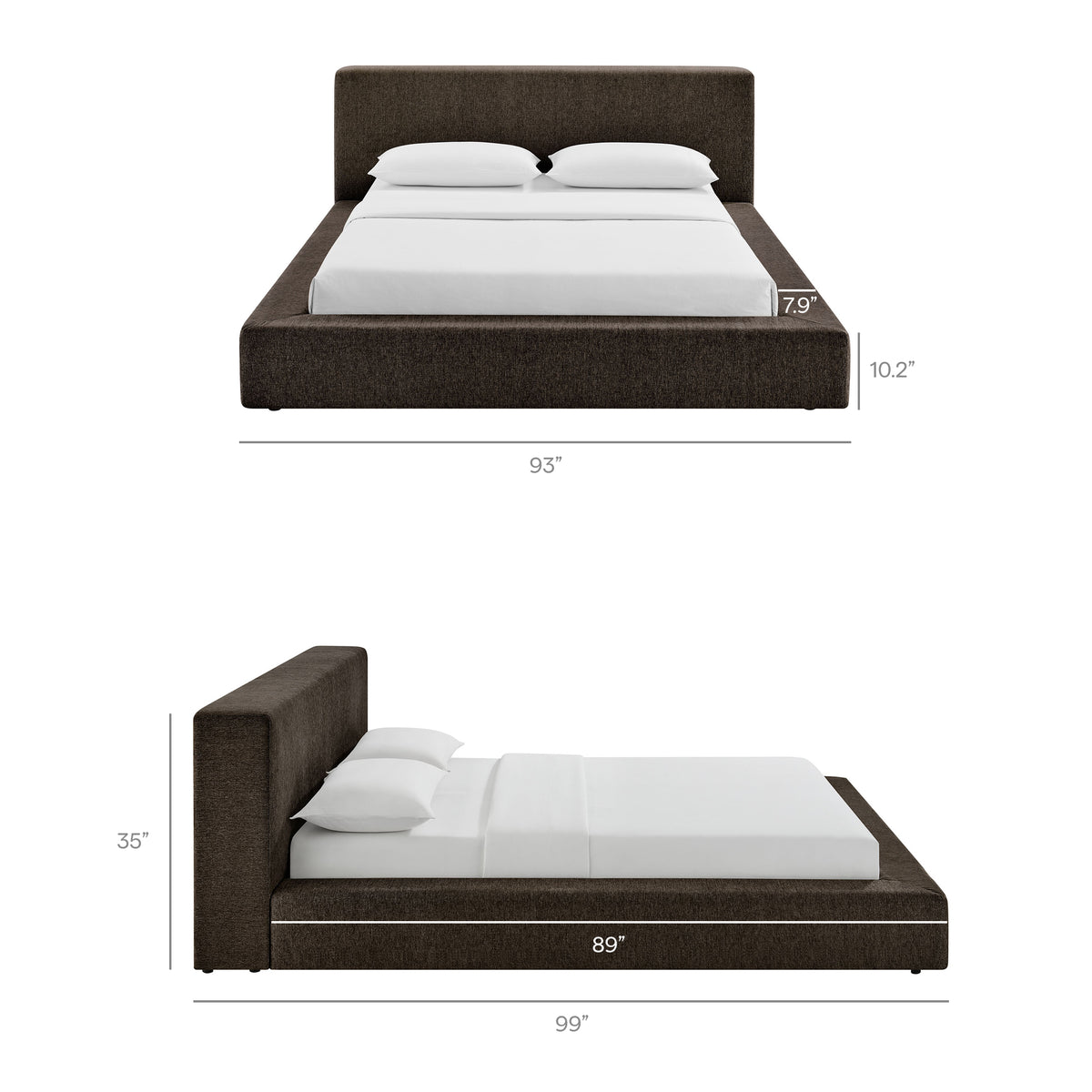 Luma Chenille Upholstered King Platform Bed Frame - Java