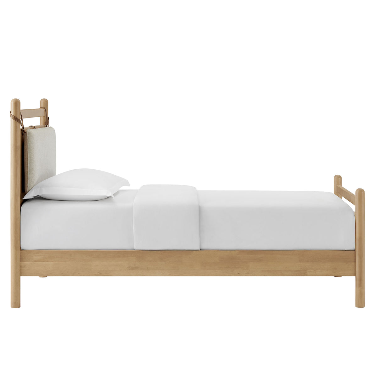 Leni Twin Size Wood Platform Bed Frame - Light Oak Heathered Ivory