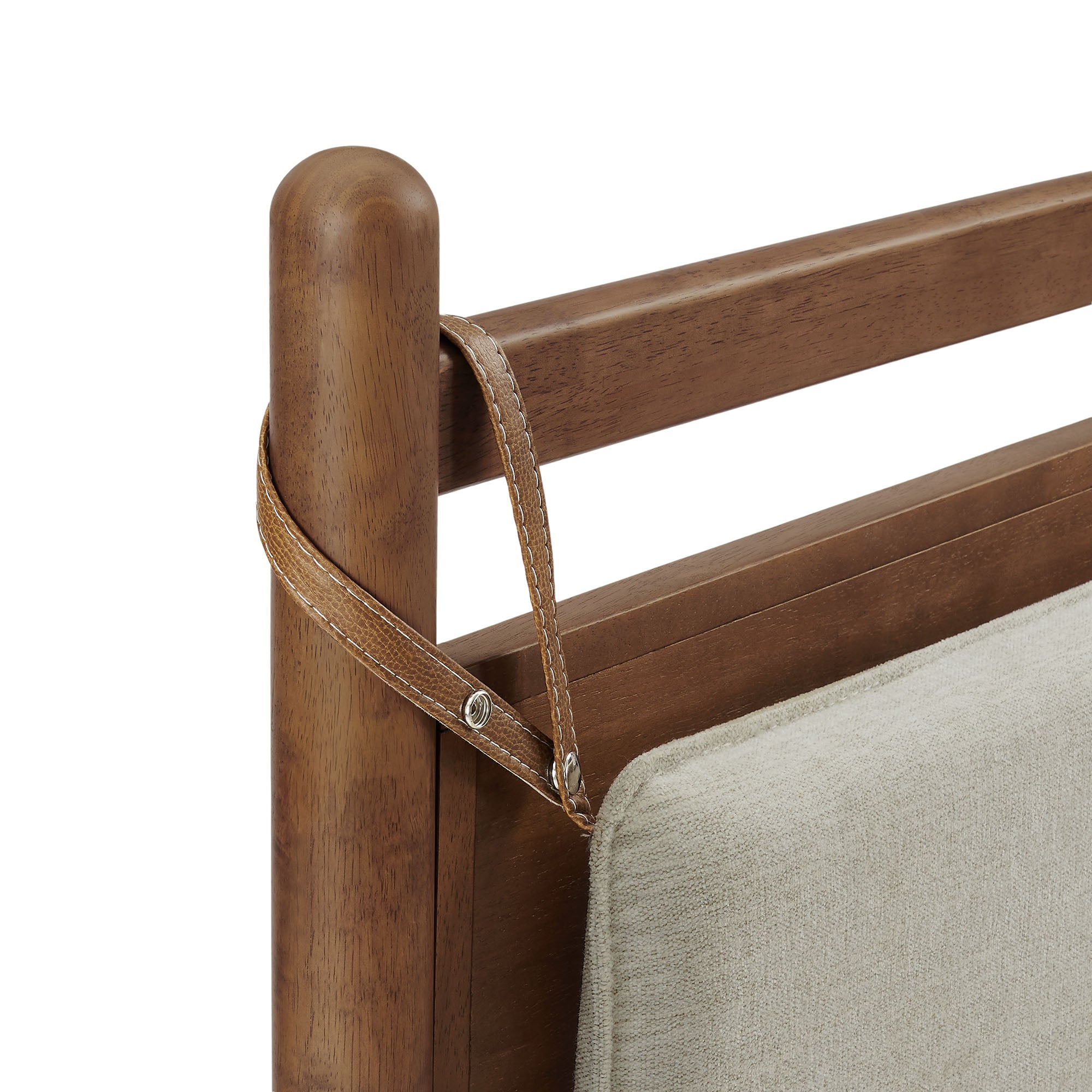 Leni Twin Size Wood Platform Bed Frame - Walnut Heathered Ivory