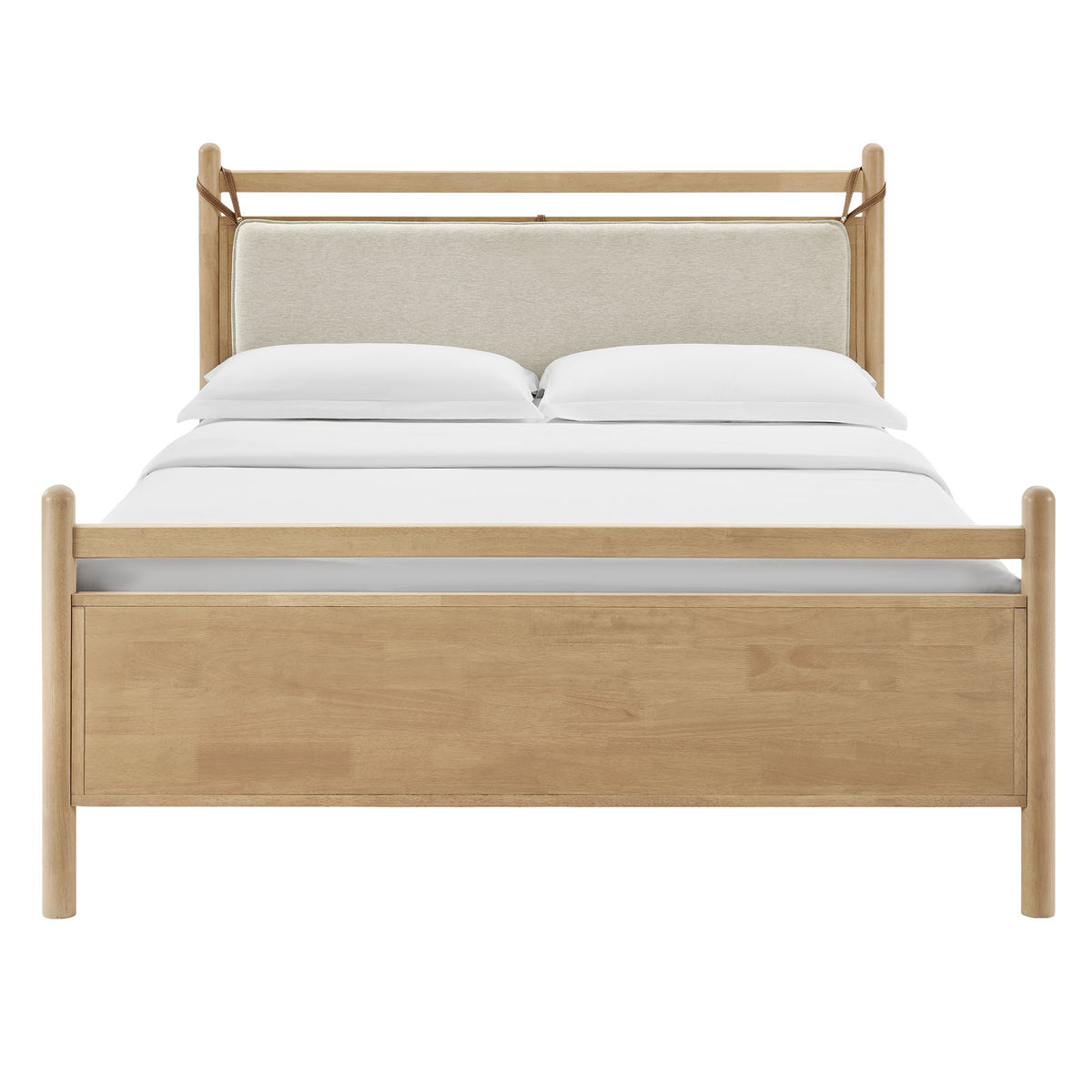 Leni Full Size Wood Platform Bed Frame - Light Oak Heathered Ivory