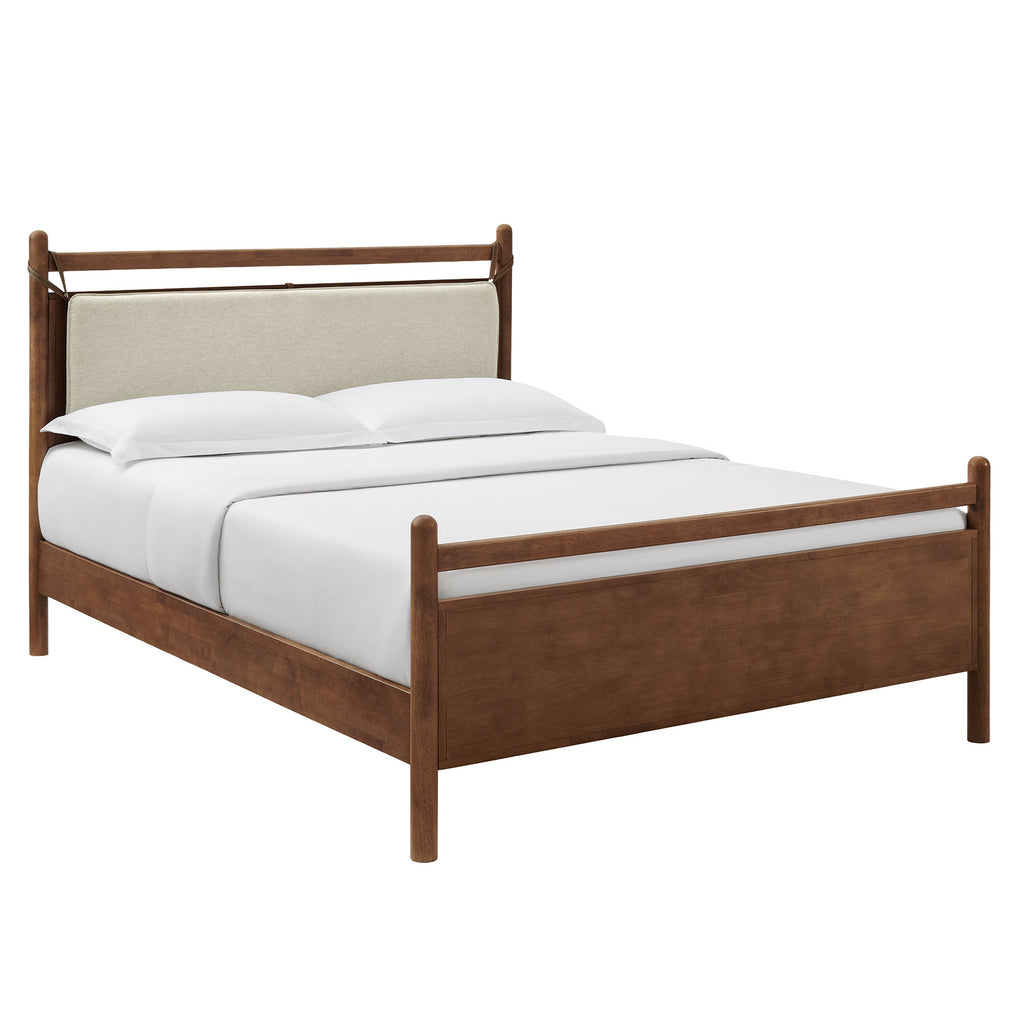 Leni Full Size Wood Platform Bed Frame - Walnut Heathered Ivory