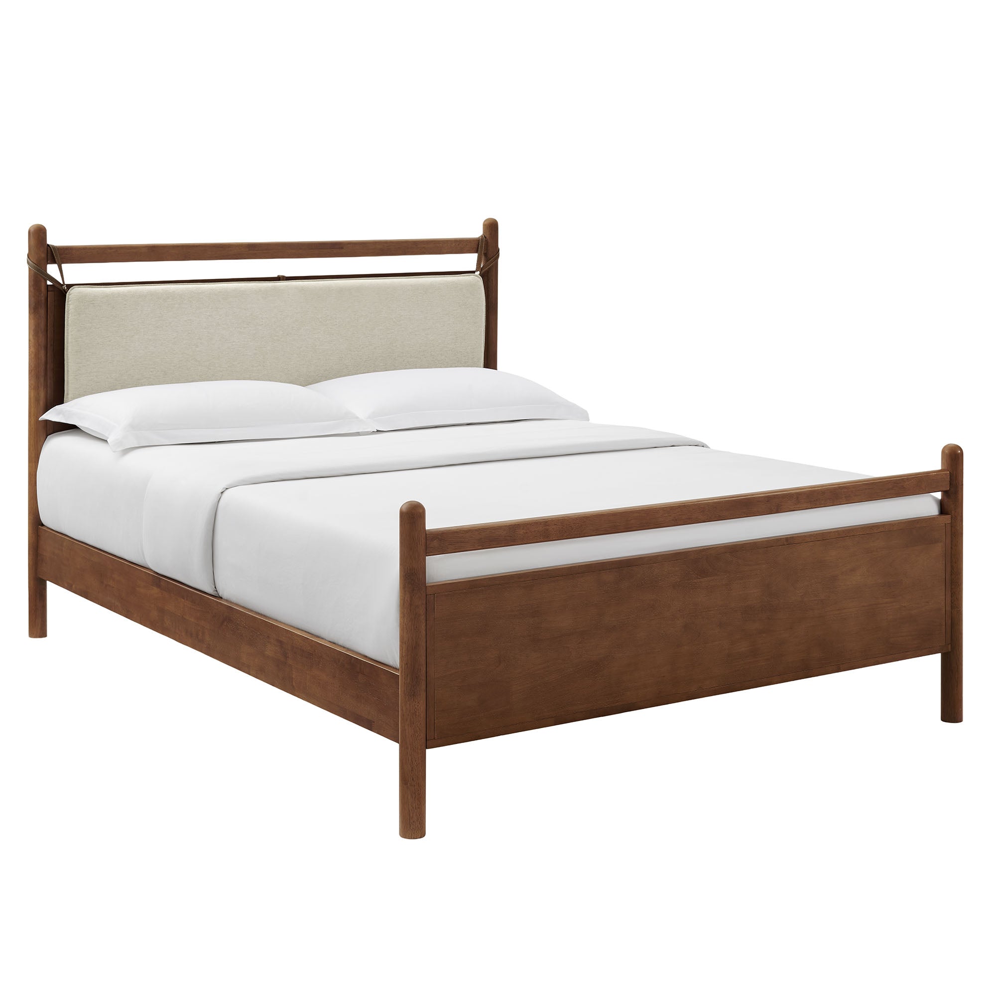 Leni Full Size Wood Platform Bed Frame - Walnut Heathered Ivory