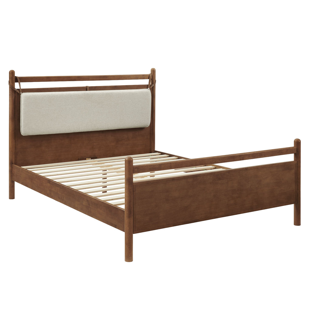 Leni Full Size Wood Platform Bed Frame - Walnut Heathered Ivory