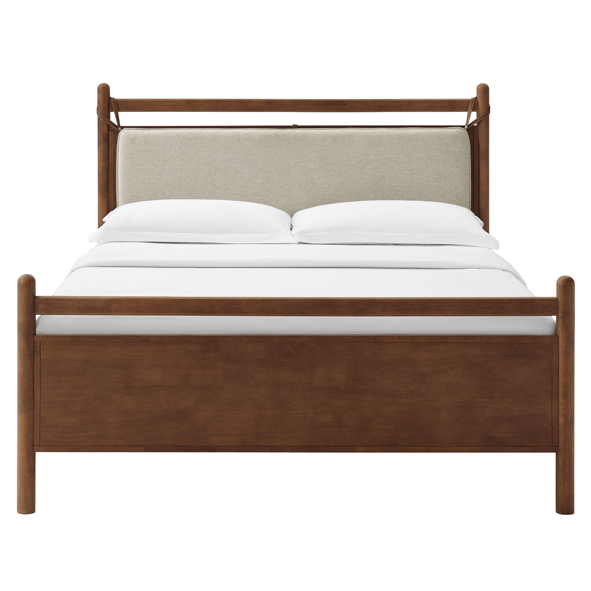 Leni Full Size Wood Platform Bed Frame - Walnut Heathered Ivory
