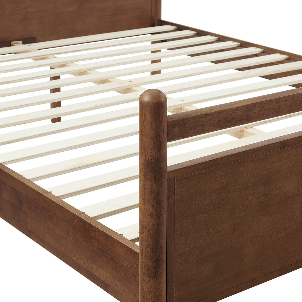 Leni Full Size Wood Platform Bed Frame - Walnut Heathered Ivory
