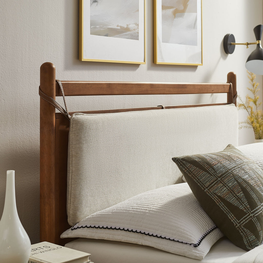 Leni Full Size Wood Platform Bed Frame - Walnut Heathered Ivory
