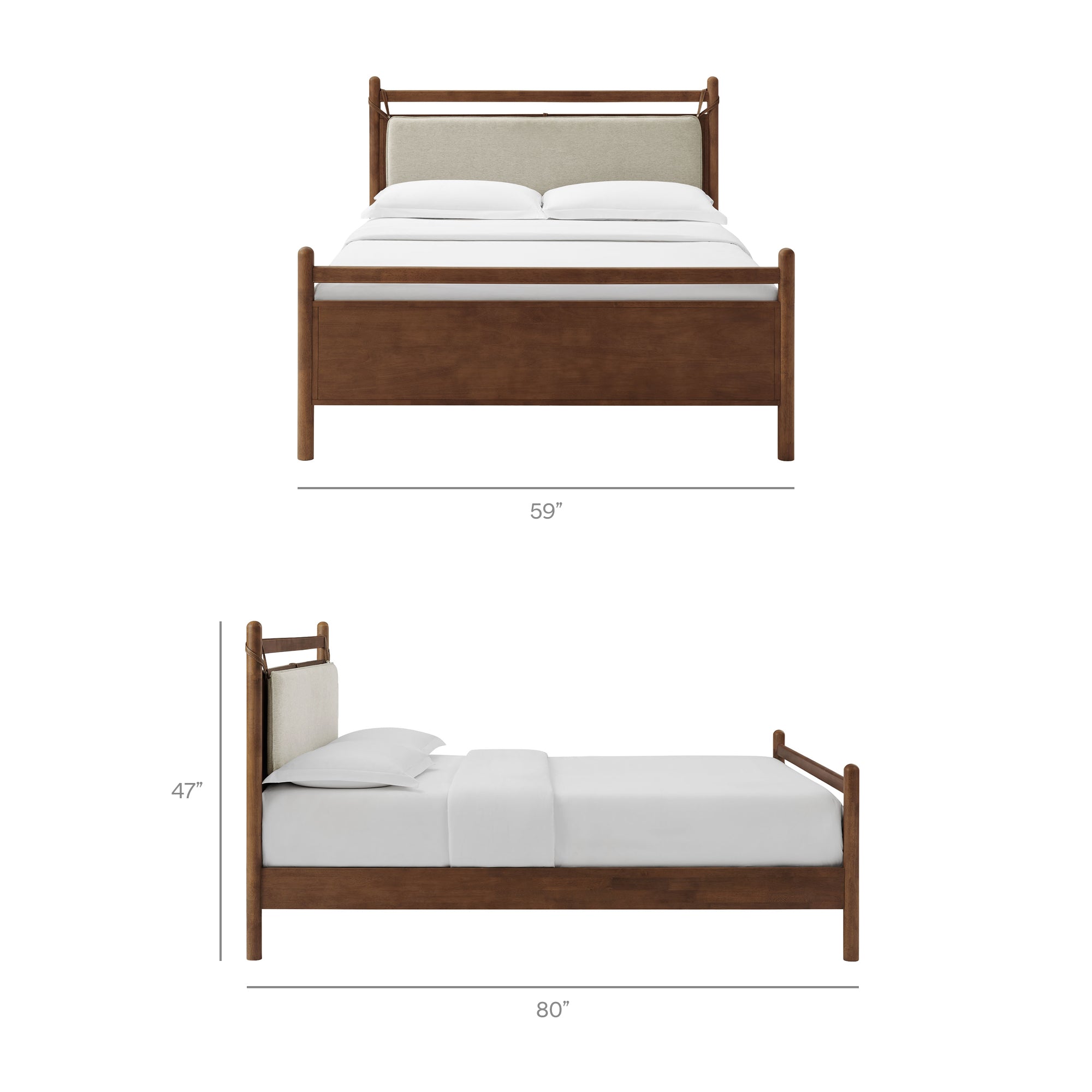 Leni Full Size Wood Platform Bed Frame - Walnut Heathered Ivory