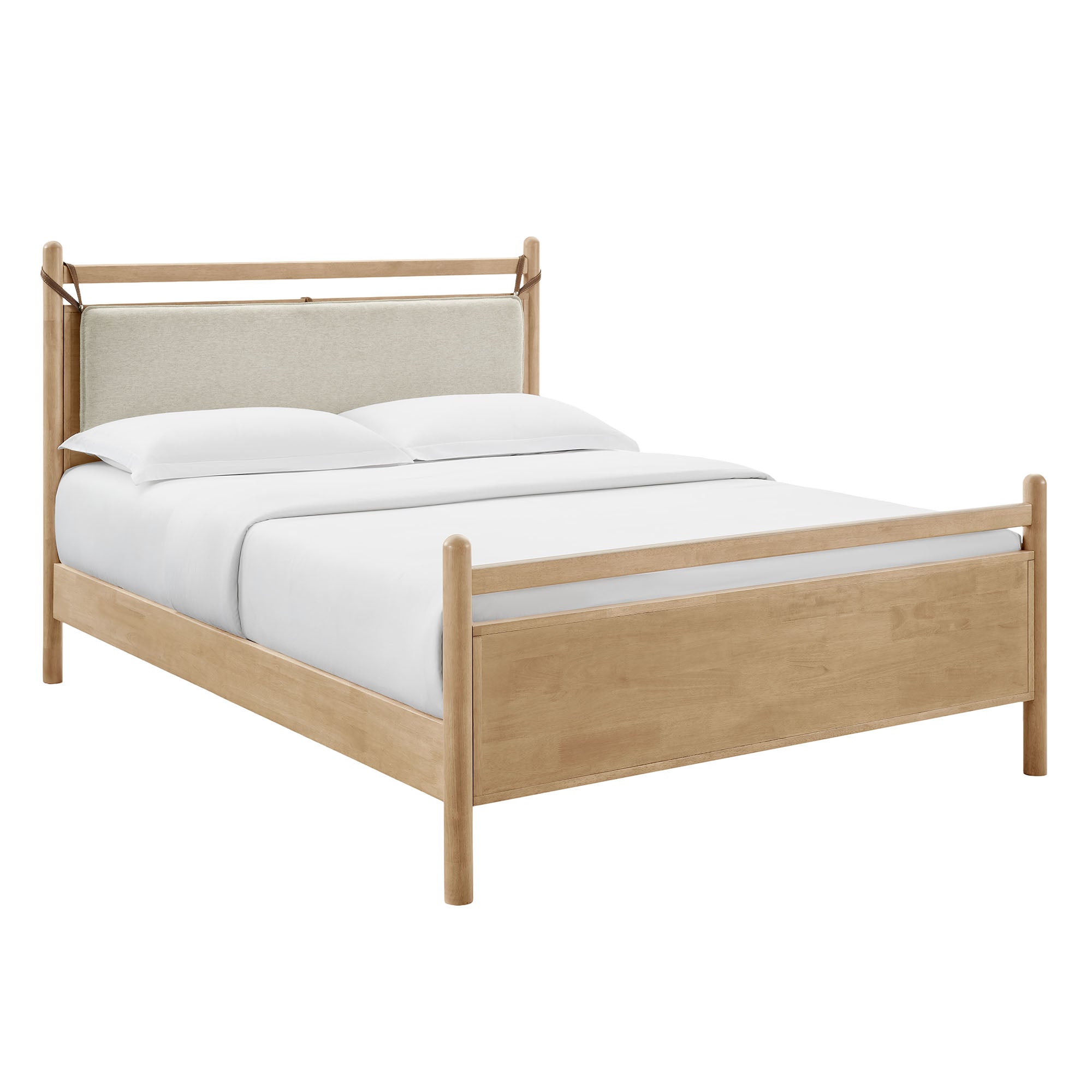 Leni Queen Size Wood Platform Bed Frame - Light Oak Heathered Ivory