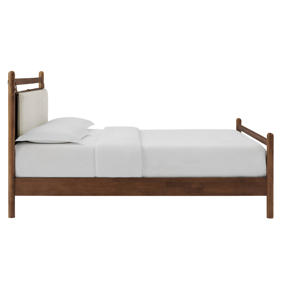 Leni Queen Size Wood Platform Bed Frame - Walnut Heathered Ivory