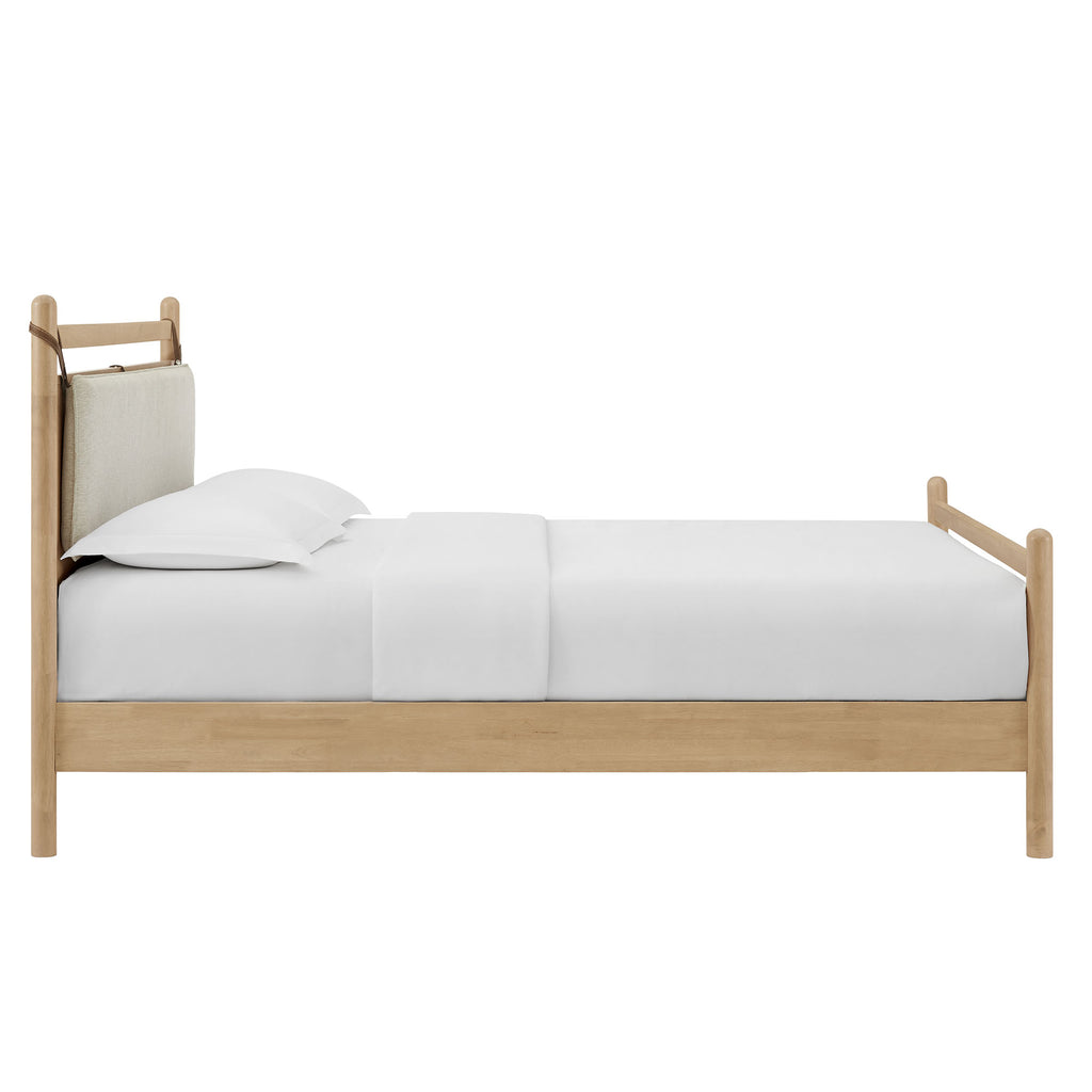 Leni King Size Wood Platform Bed Frame - Light Oak Heathered Ivory