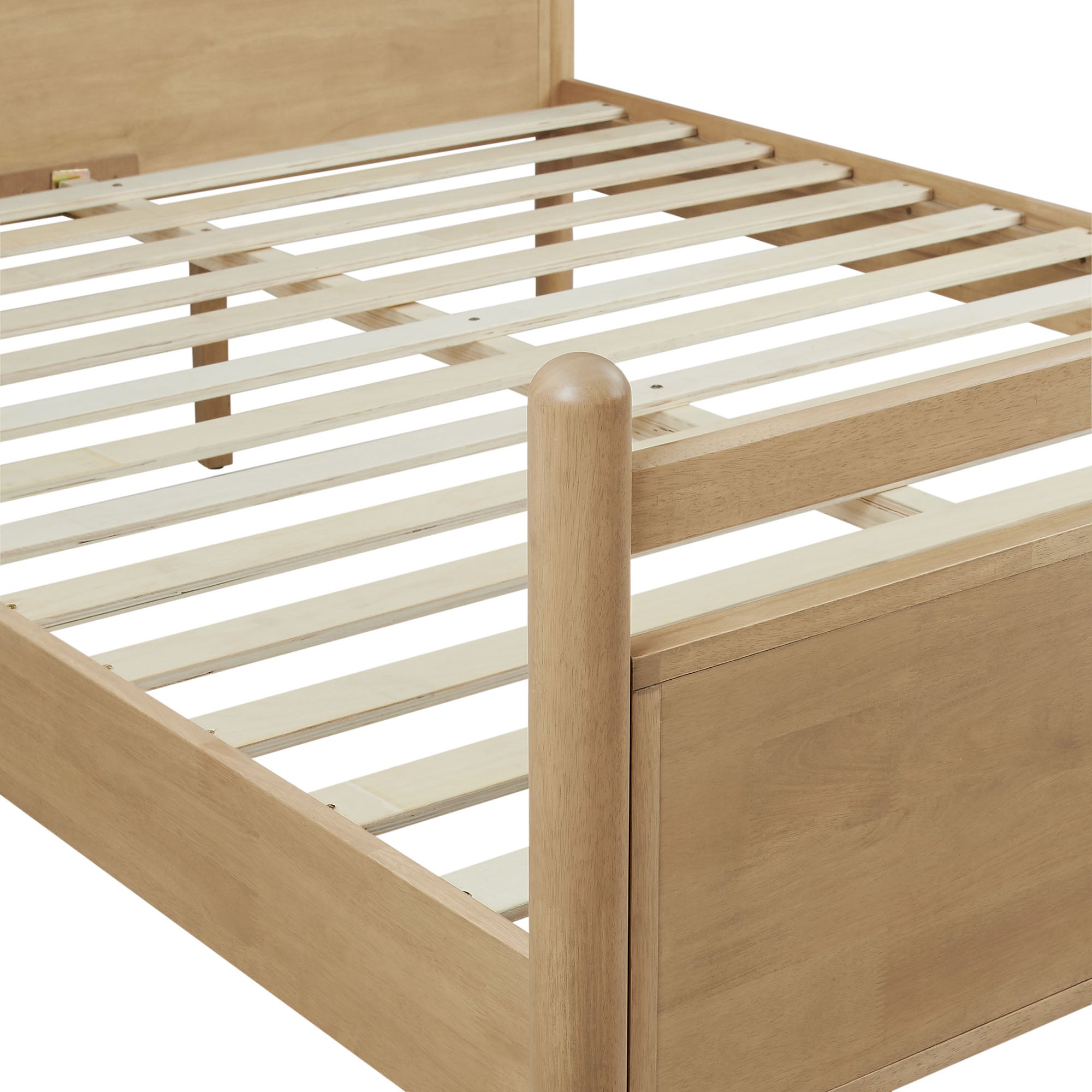 Leni King Size Wood Platform Bed Frame - Light Oak Heathered Ivory