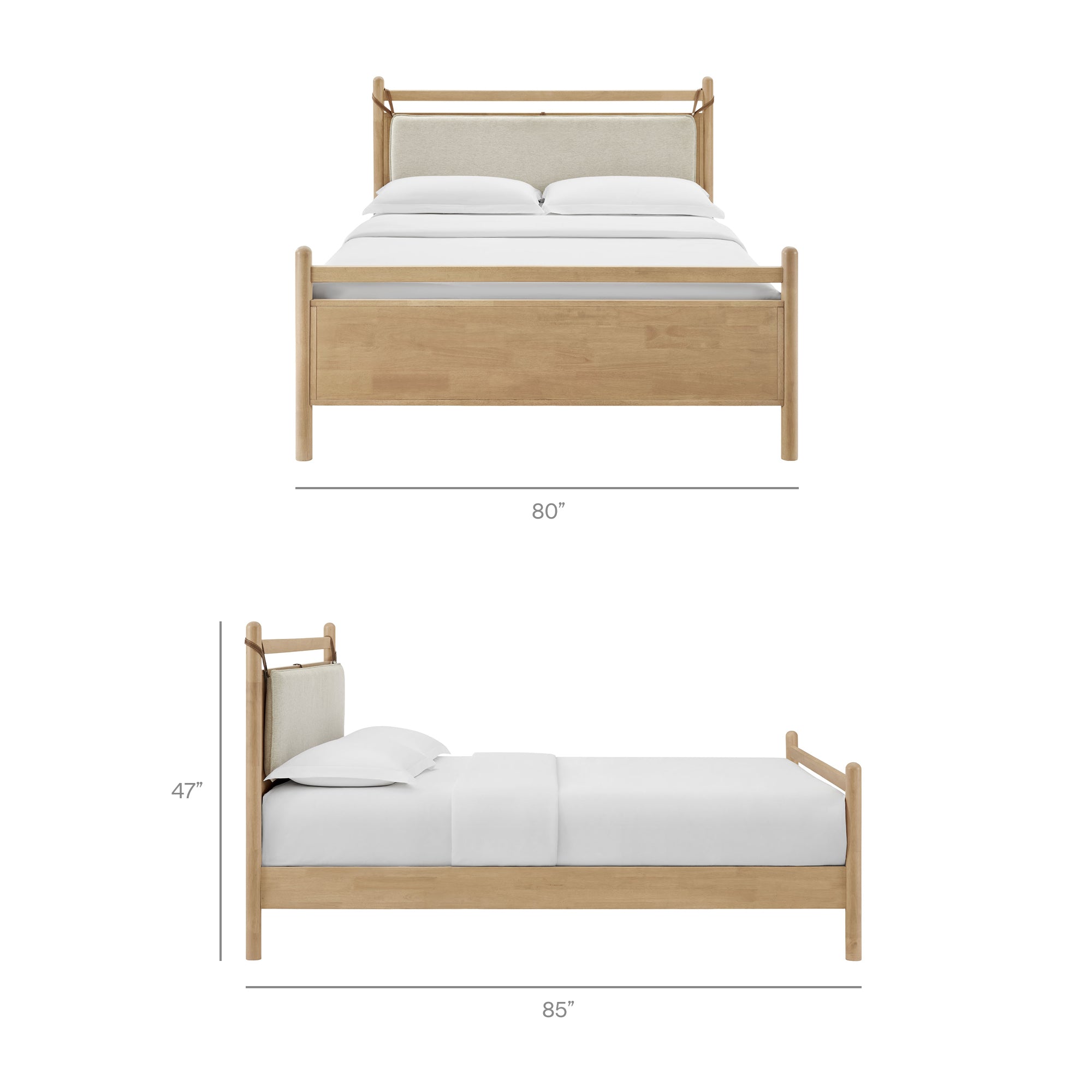 Leni King Size Wood Platform Bed Frame - Light Oak Heathered Ivory