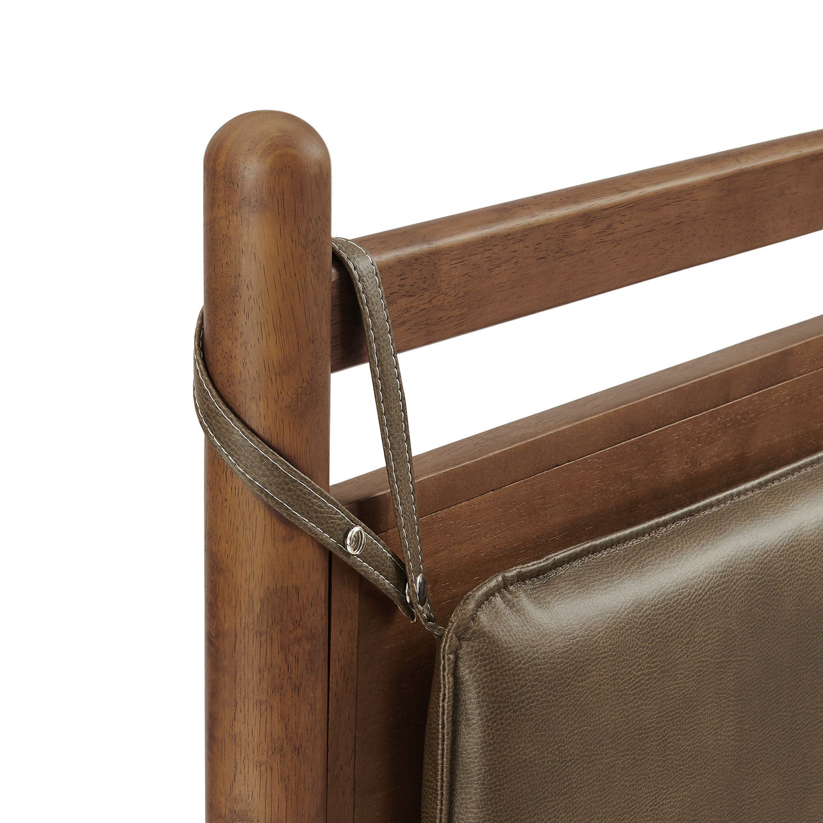 Leni King Size Vegan Leather and Wood Platform Bed Frame - Walnut Mushroom