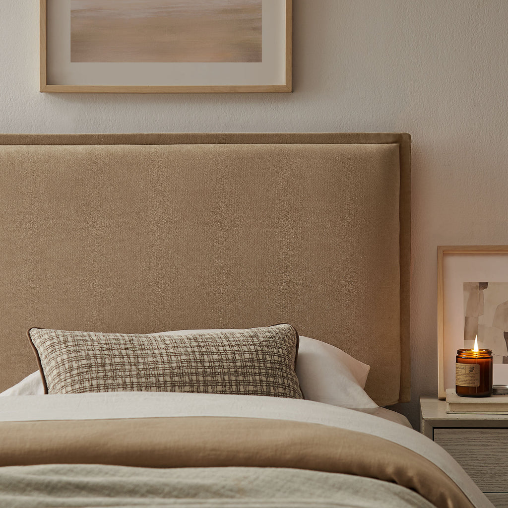 Camille Upholstered Linen Blend Twin Size Headboard - Almond