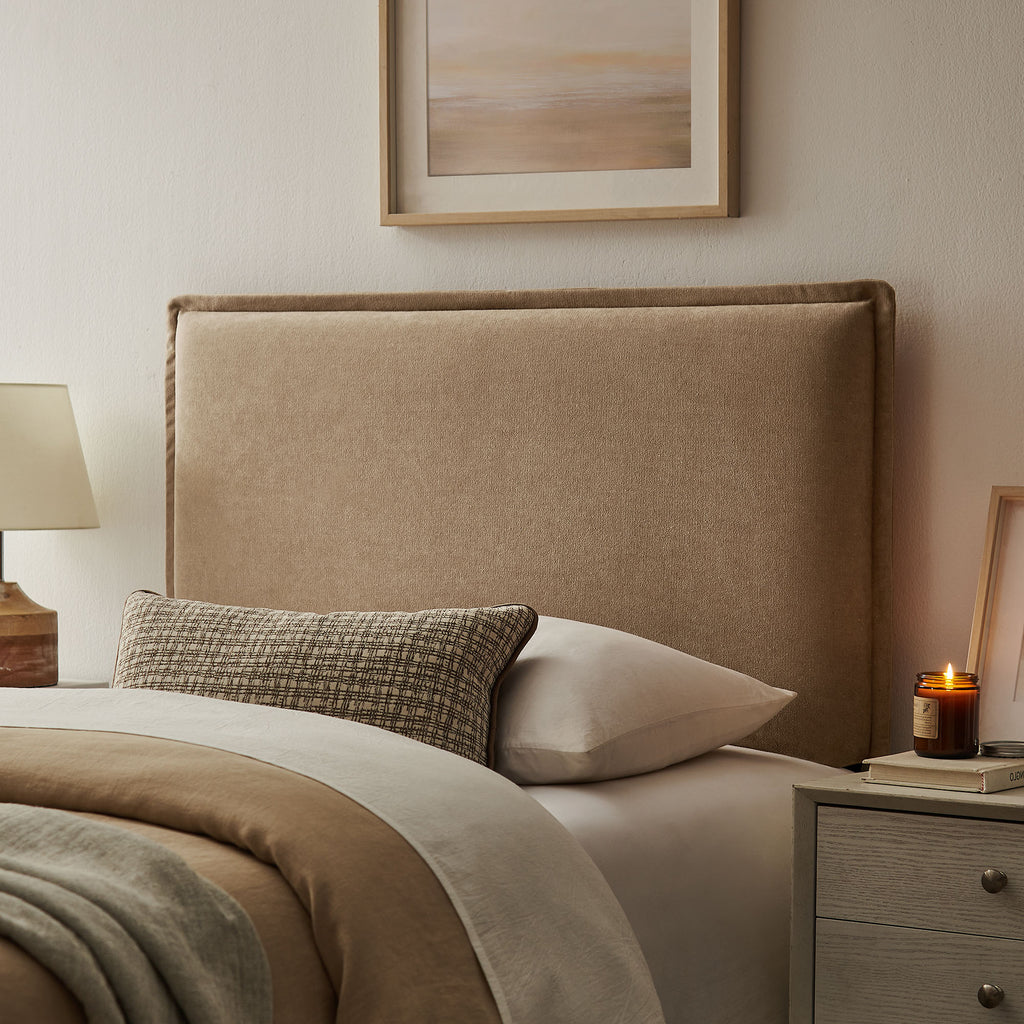 Camille Upholstered Linen Blend Twin Size Headboard - Almond