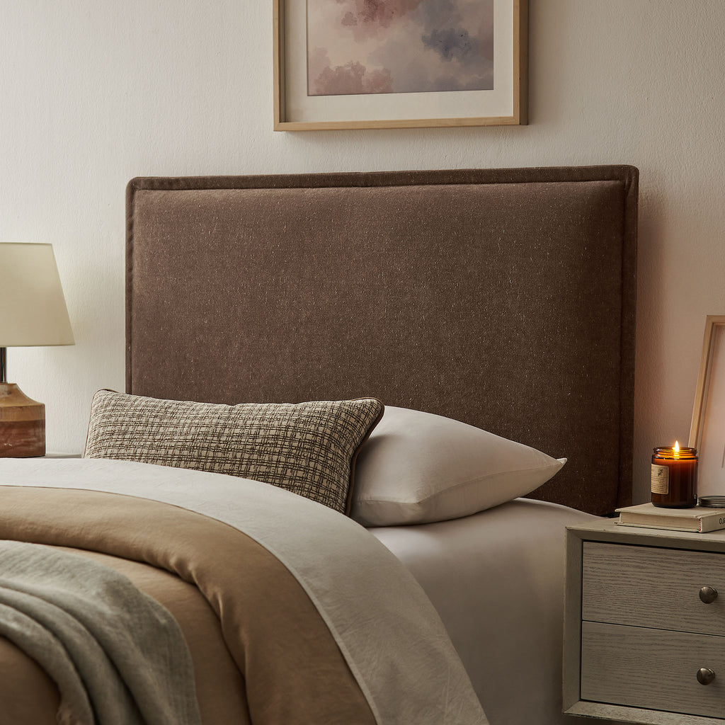 Camille Upholstered Linen Blend Twin Size Headboard - Cocoa