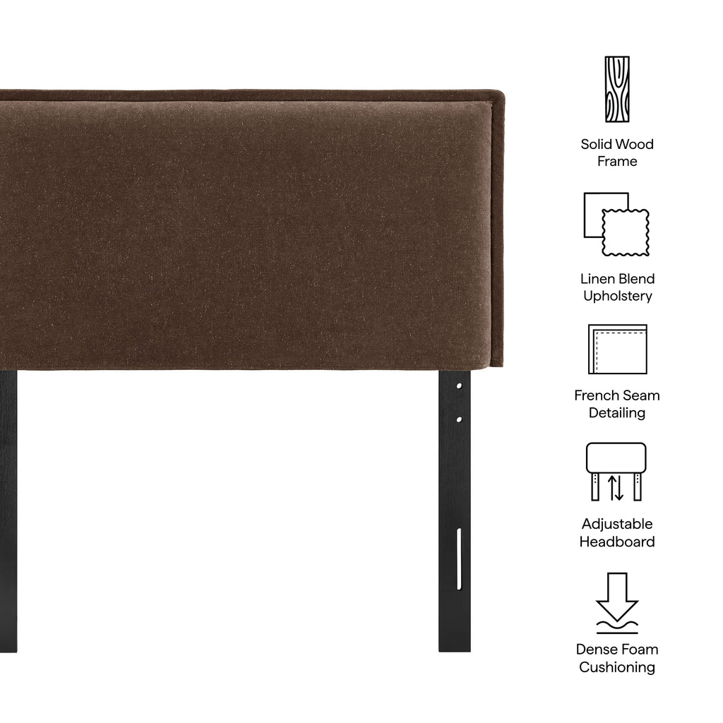 Camille Upholstered Linen Blend Twin Size Headboard - Cocoa