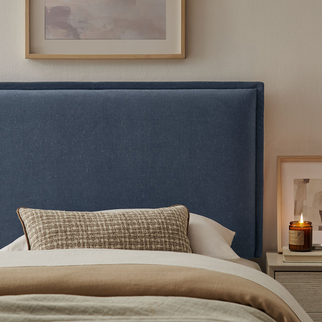 Camille Upholstered Linen Blend Twin Size Headboard - Denim