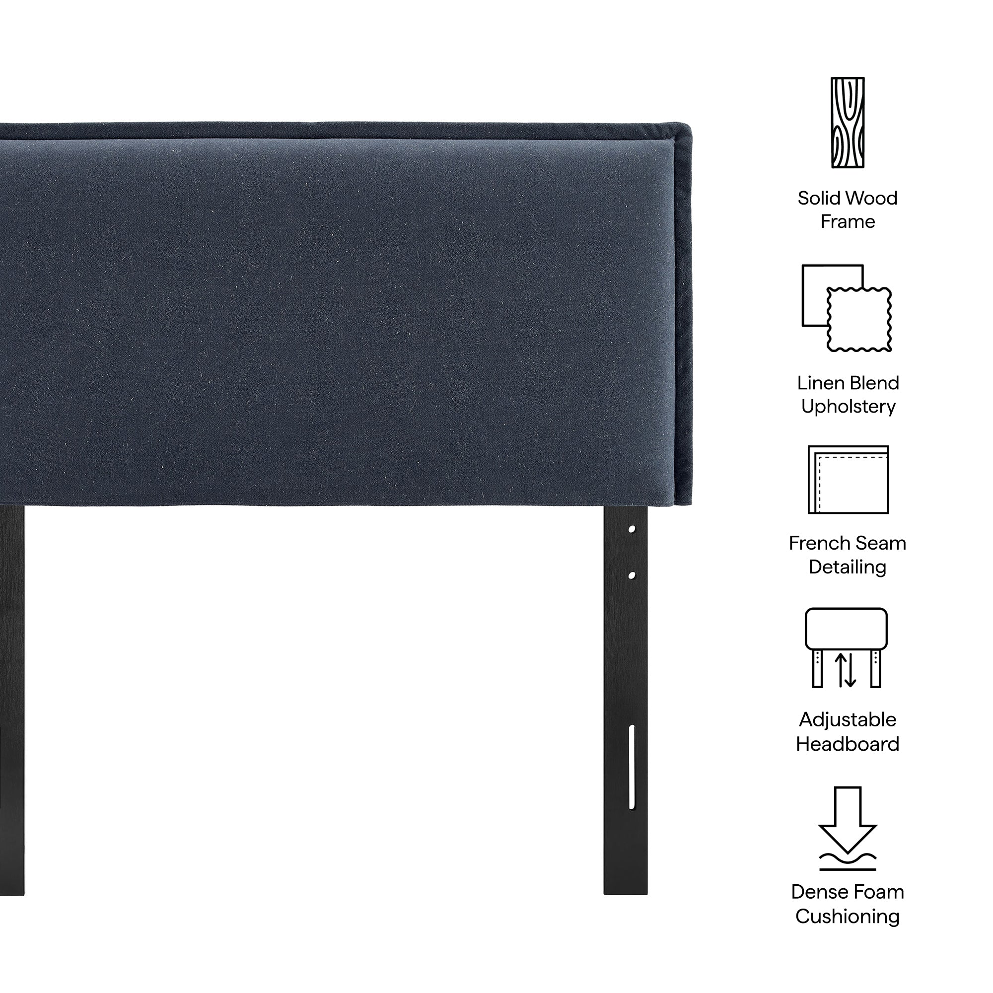 Camille Upholstered Linen Blend Twin Size Headboard - Denim