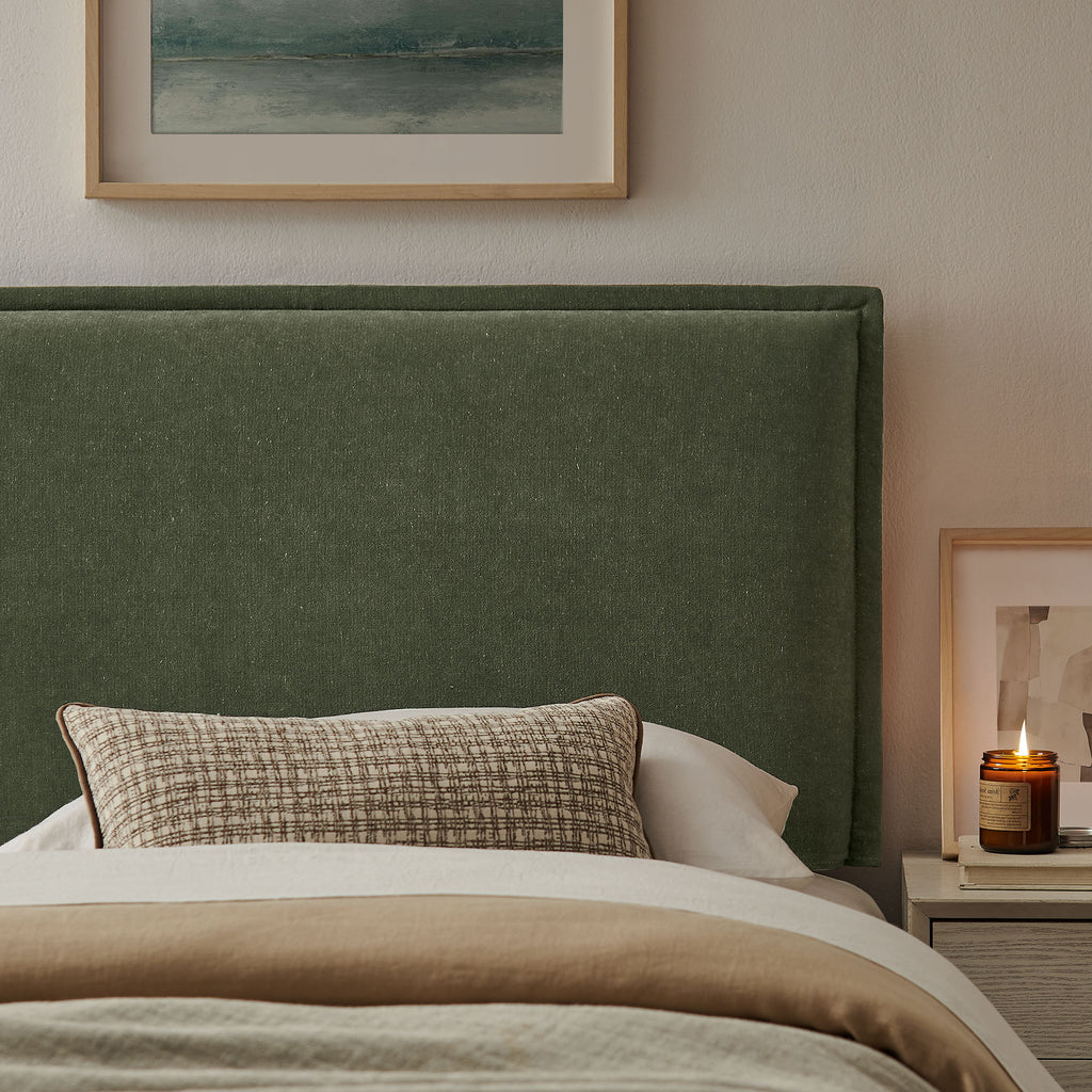 Camille Upholstered Linen Blend Twin Size Headboard - Sage