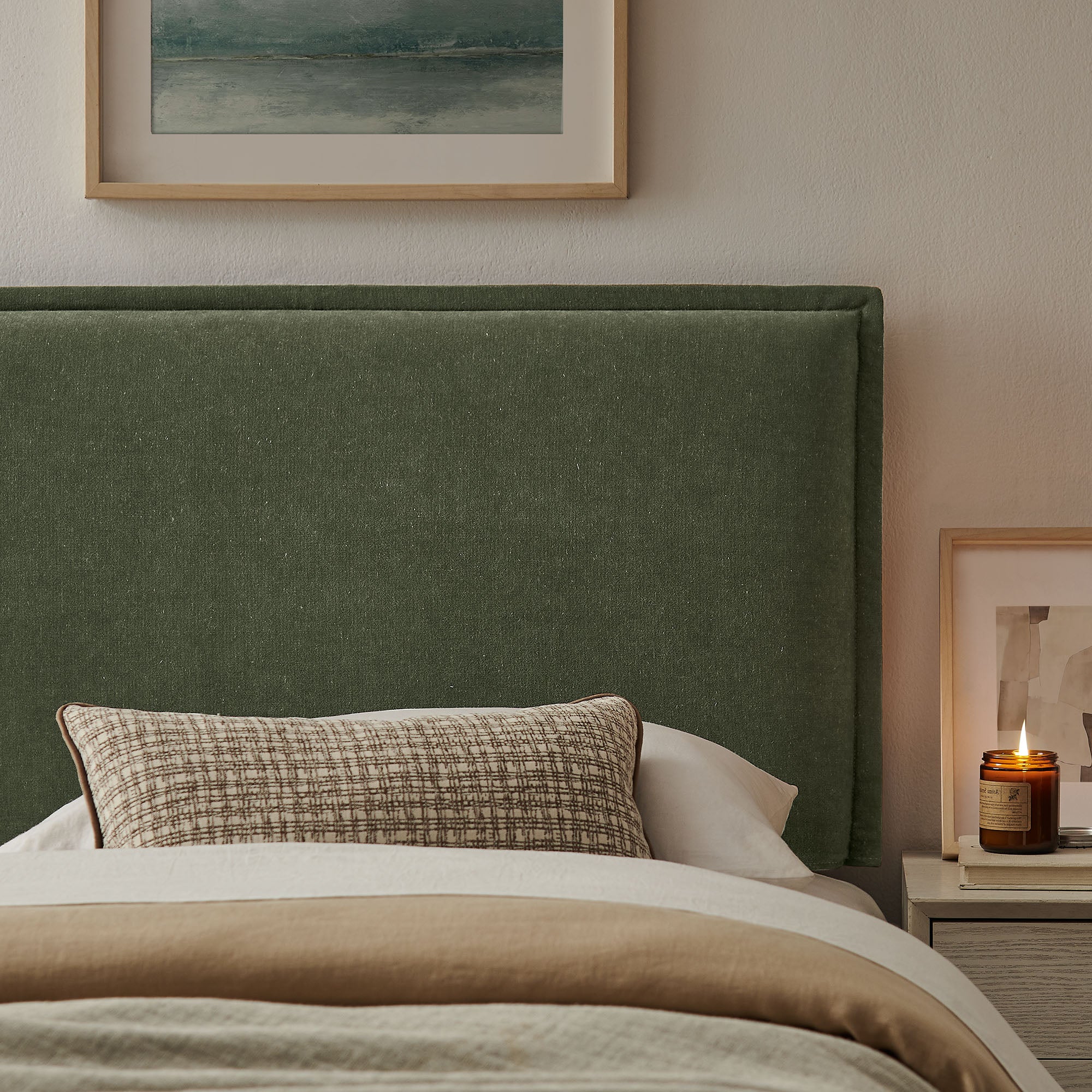 Camille Upholstered Linen Blend Twin Size Headboard - Sage